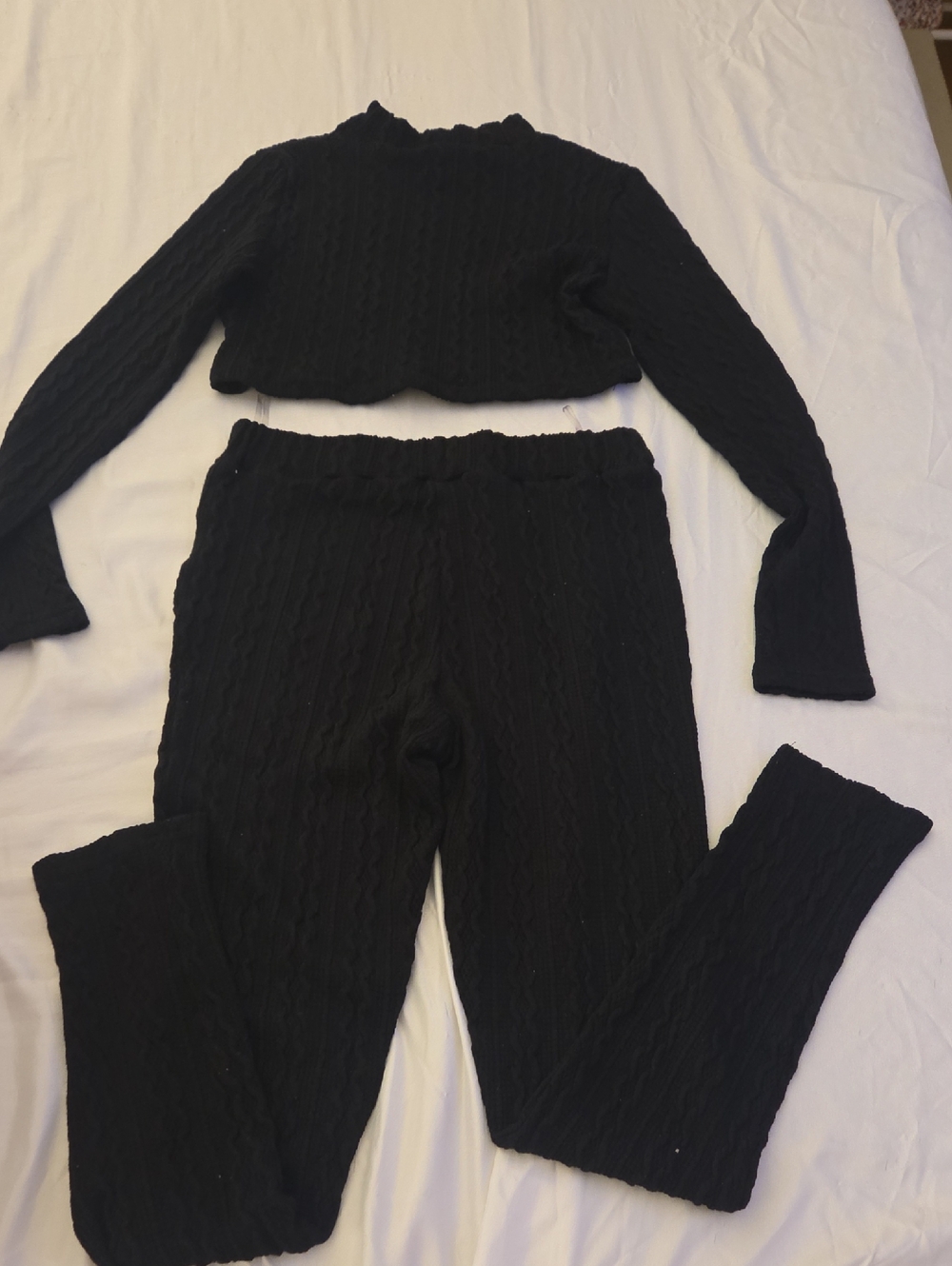 Fashion Nova Black Cable Knit Lounge Set